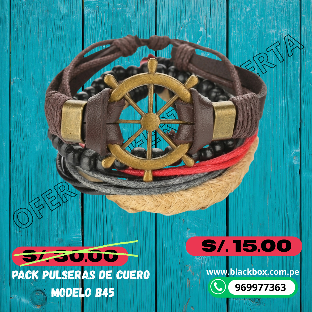 PACK DE PULSERAS DE CUERO B45