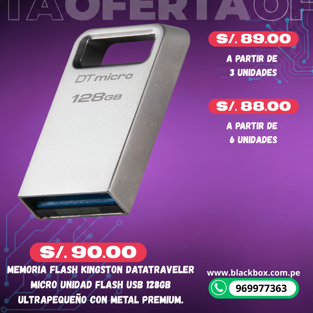 Memoria Flash Kingston DataTraveler Micro Unidad Flash USB Ultrapequeño con Metal Premium.