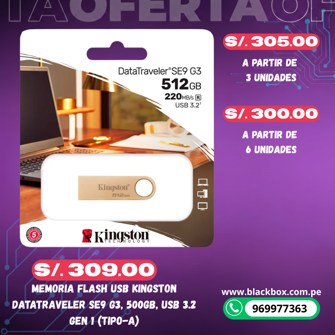 Memoria Flash USB Kingston DataTraveler SE9 G3, USB 3.2 Gen 1 (Tipo-A)TAMAÑOS VARIOS