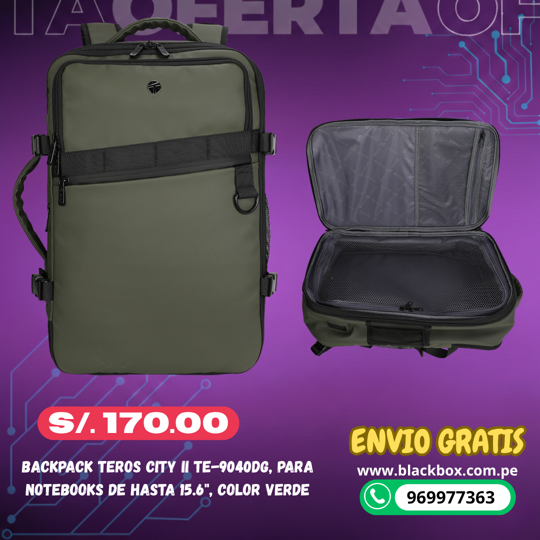 Travel Backpack Teros TE9037BK, para Notebooks de hasta 15.6"
