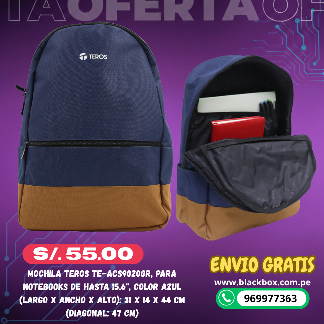 Backpack Teros Nova TE-ACS9020GR, para Notebooks de hasta 15.6", Color Gris/Marrón