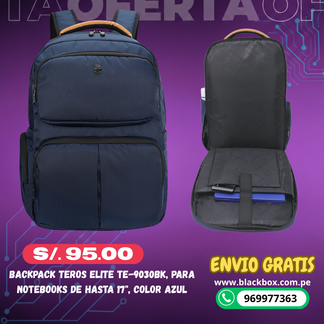 Backpack Teros Elite TE-9035BL, para Notebooks de hasta 17",