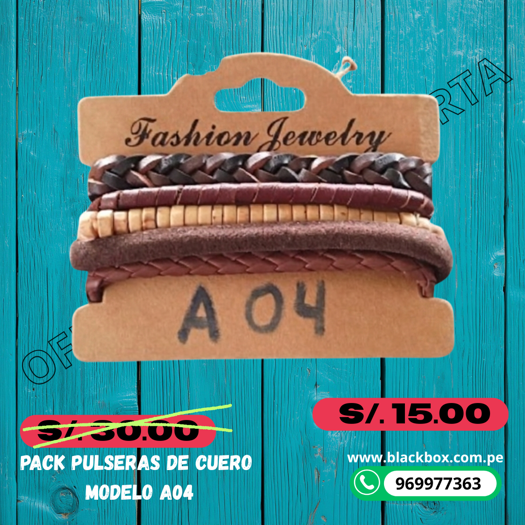 PACK DE PULSERAS DE CUERO A04
