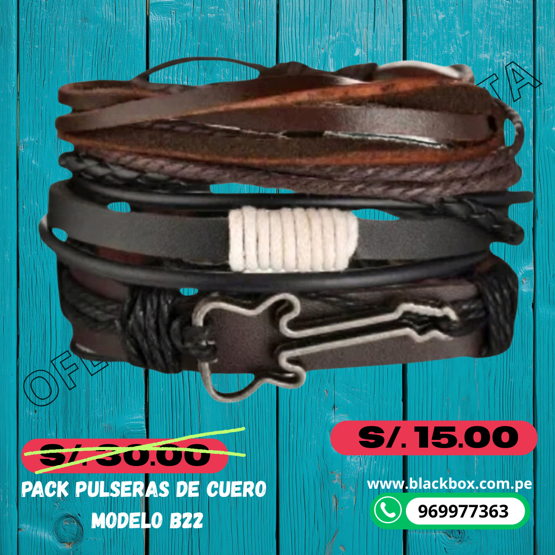 PACK DE PULSERAS DE CUERO B22