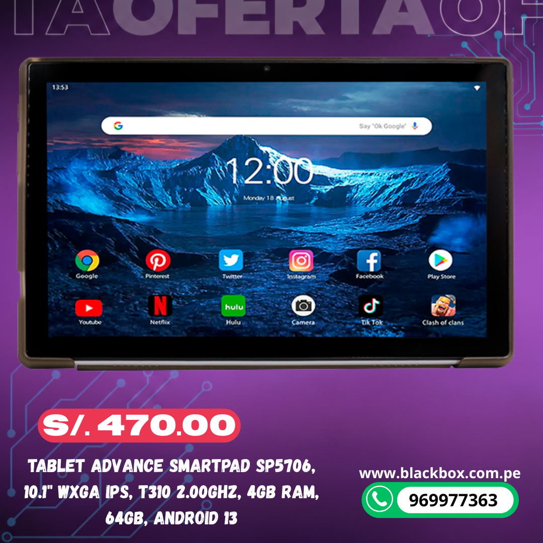Tablet Advance SmartPad SP5706, 10.1" WXGA IPS, T310 2.00GHz, 4GB RAM, 64GB, Android 13