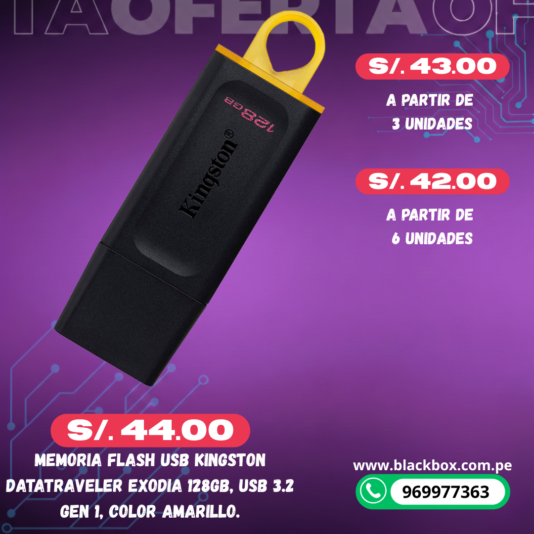 Memoria Flash USB Kingston DataTraveler Exodia , USB 3.2 Gen TAMAÑOS VARIOS