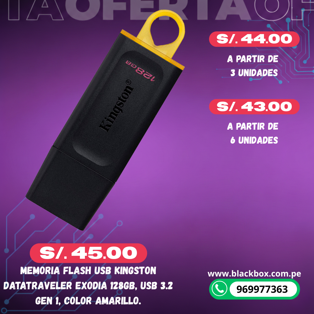 Memoria Flash USB Kingston DataTraveler Exodia , USB 3.2 Gen TAMAÑOS VARIOS