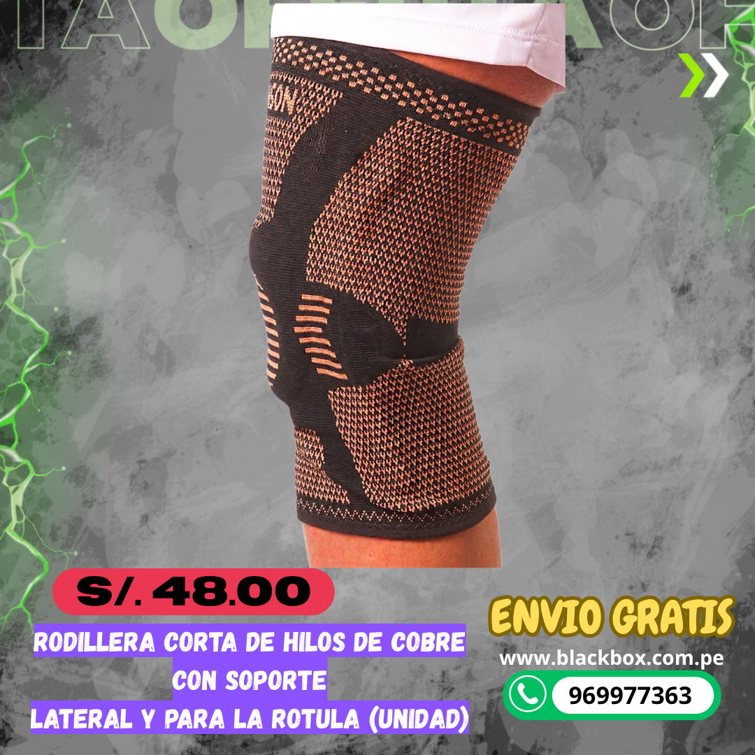 Rodillera Corta de Hilos de Cobre con Soporte Lateral (Unidad)