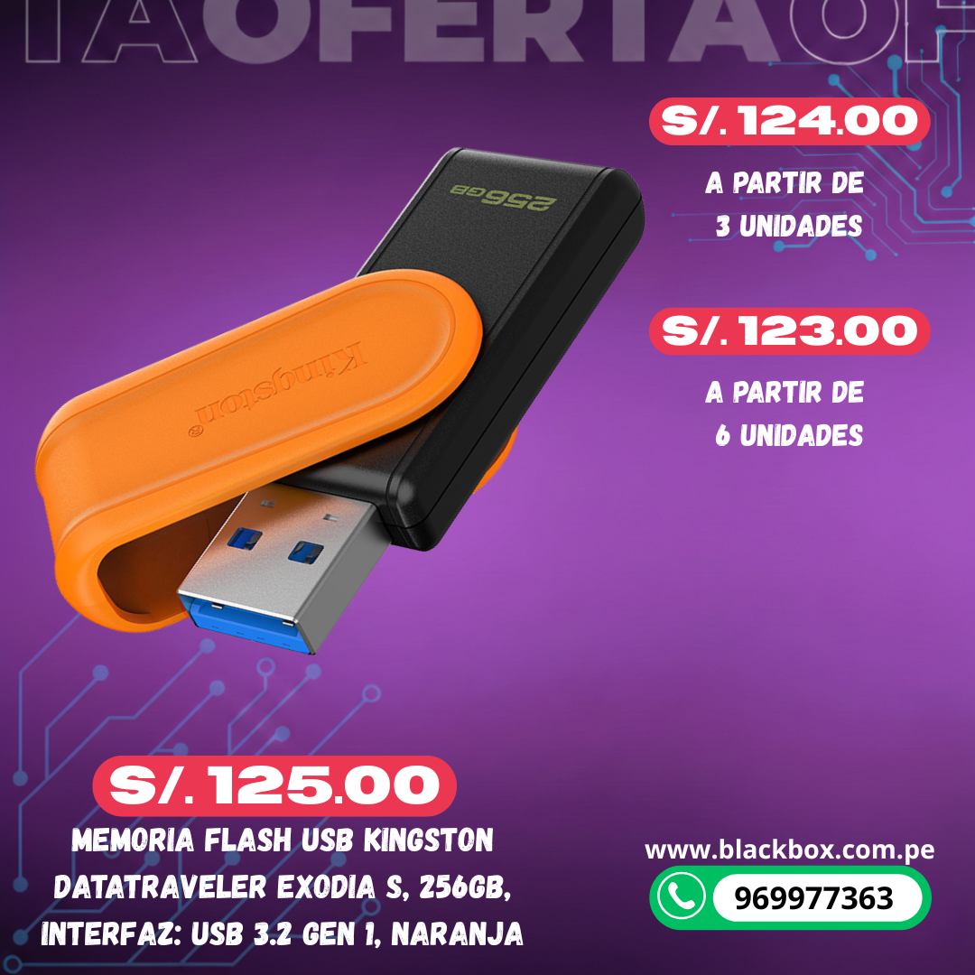Memoria Flash USB Kingston DataTraveler Exodia S, interfaz: USB 3.2 Gen 1, TAMAÑOS VARIOS