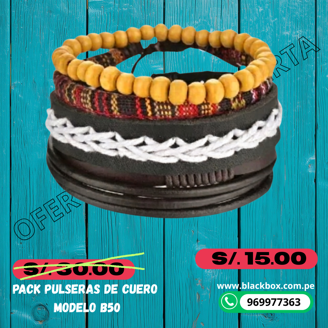PACK DE PULSERAS DE CUERO B50