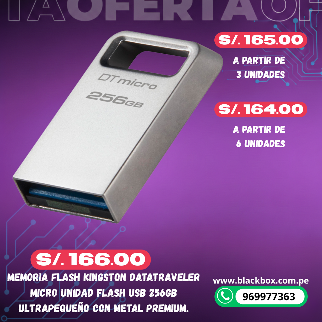 Memoria Flash Kingston DataTraveler Micro Unidad Flash USB Ultrapequeño con Metal Premium.