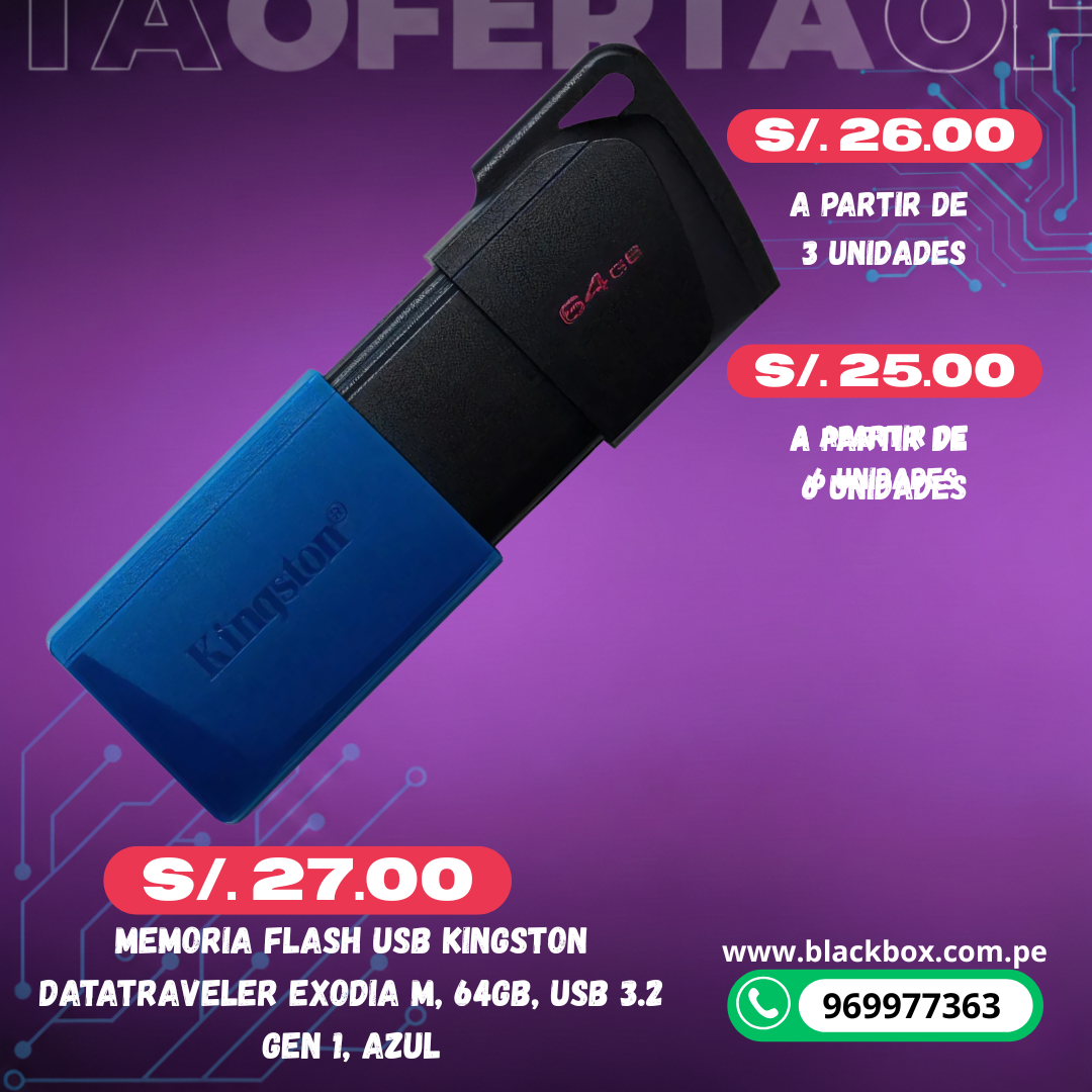 Memoria Flash USB Kingston DataTraveler Exodia M, USB 3.2 Gen 1, TAMAÑOS VARIOS