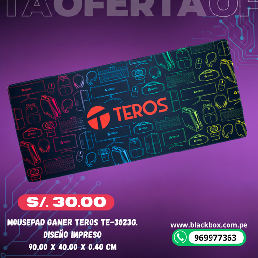 Mousepad gamer TEROS TE-3023G, diseño impreso