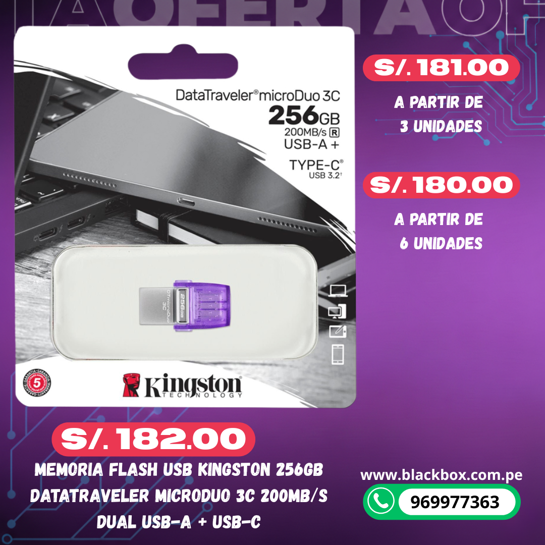 Memoria Flash USB Kingston DataTraveler microDuo 3C 200MB/s dual USB-A + USB-C