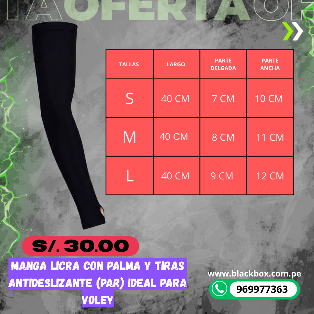 Manga deportiva larga con palma (par) y tira antideslizante