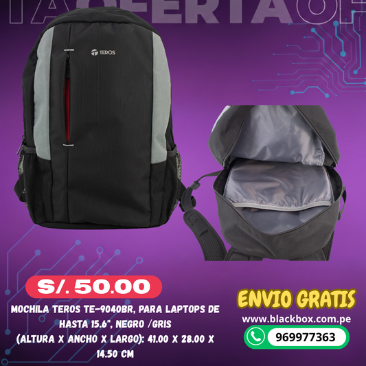 Mochila TEROS TE-9040BR, para laptops de hasta 15.6",