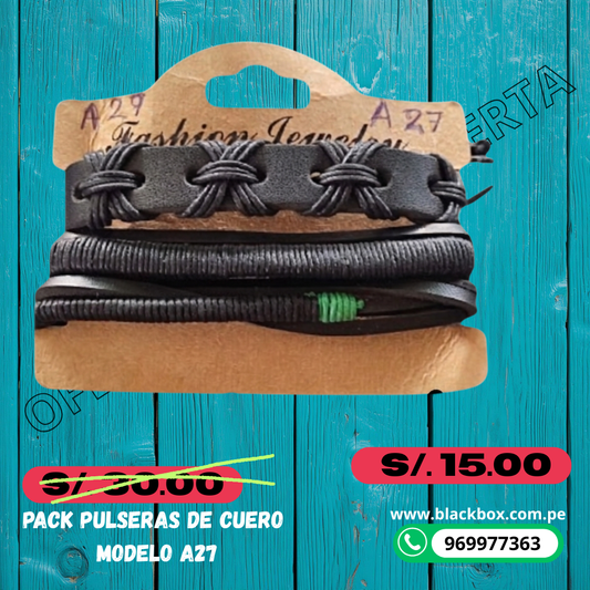 PACK DE PULSERAS DE CUERO A27