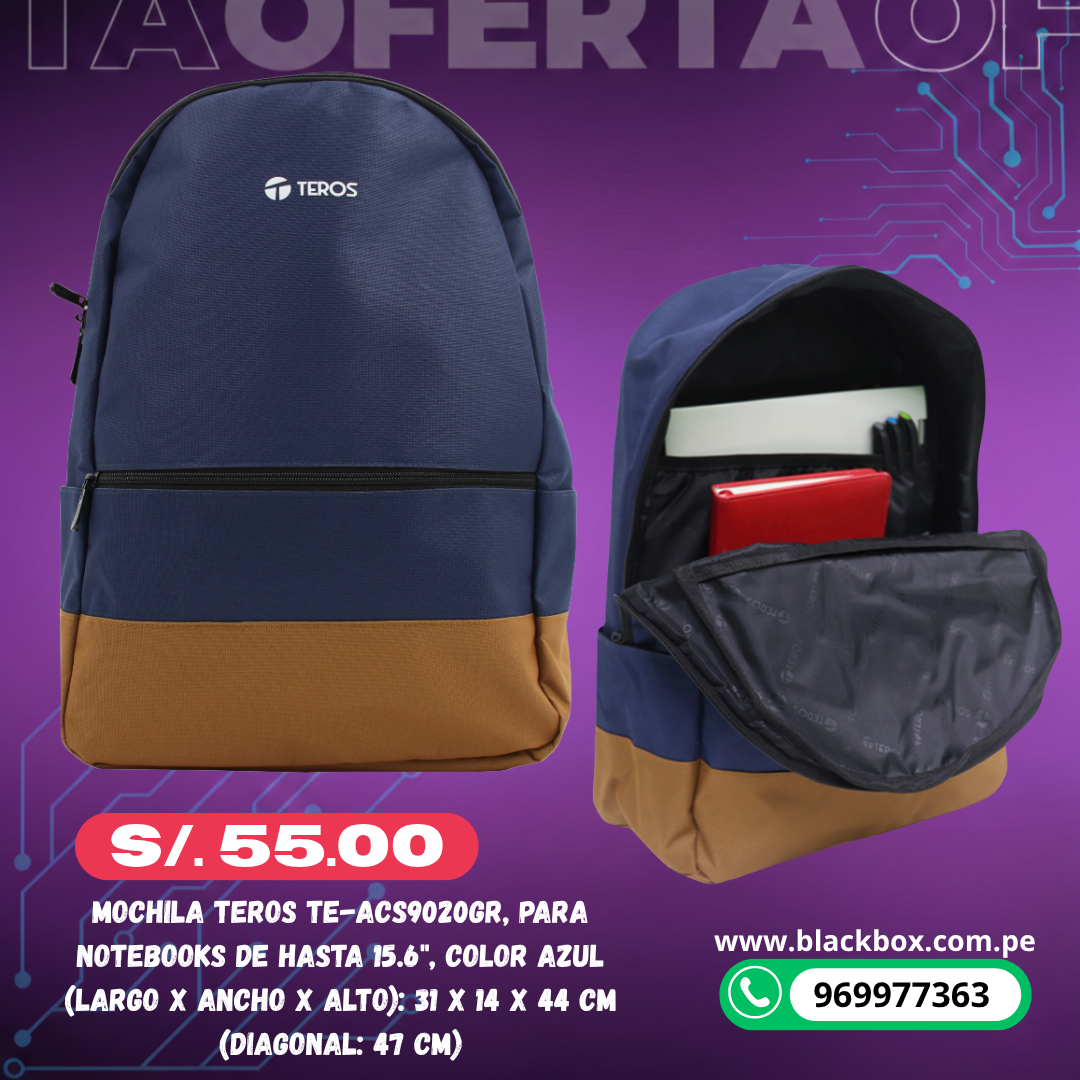 Backpack Teros Nova TE-ACS9020GR, para Notebooks de hasta 15.6", Color Gris/Marrón