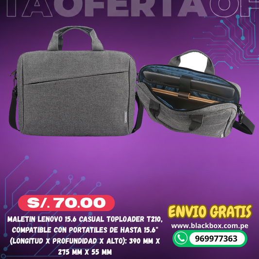 Maletin Lenovo 15.6 Casual Toploader T210, compatible con portatiles de hasta 15.6"