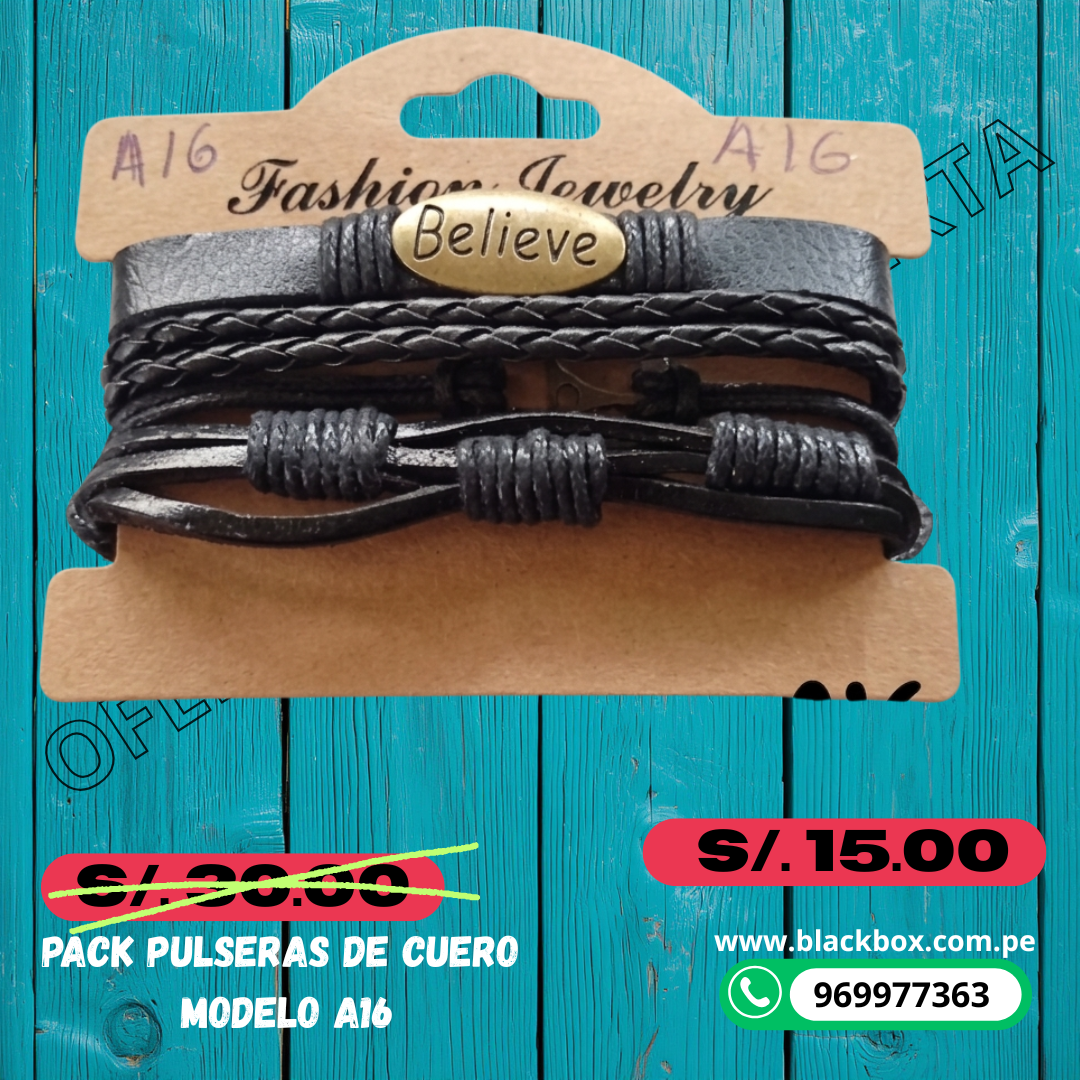 PACK DE PULSERAS DE CUERO A16