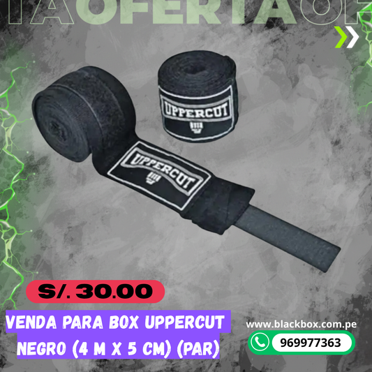 VENDA DE BOX UPPERCUT NEGRO (4M X 5 CM) (PAR)
