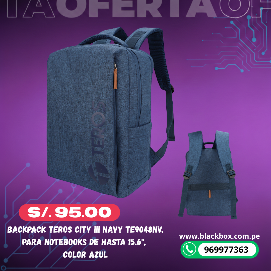 Backpack Teros City III TE-9045GR, para Notebooks de hasta 15.6"