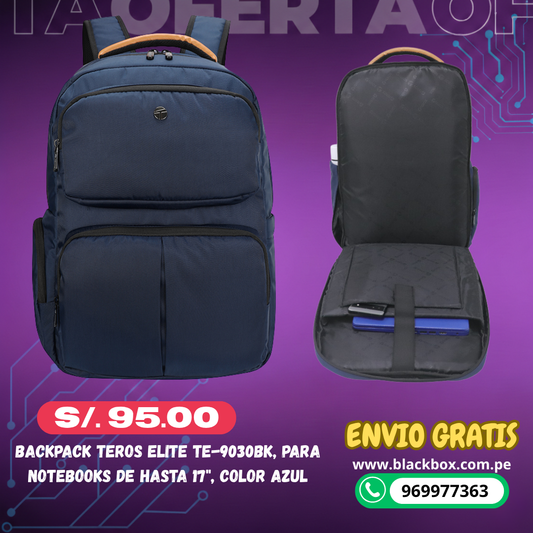 Backpack Teros Elite TE-9035BL, para Notebooks de hasta 17",