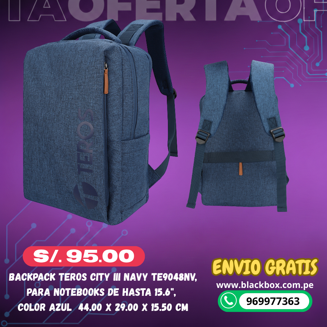 Backpack Teros City III TE-9045GR, para Notebooks de hasta 15.6"