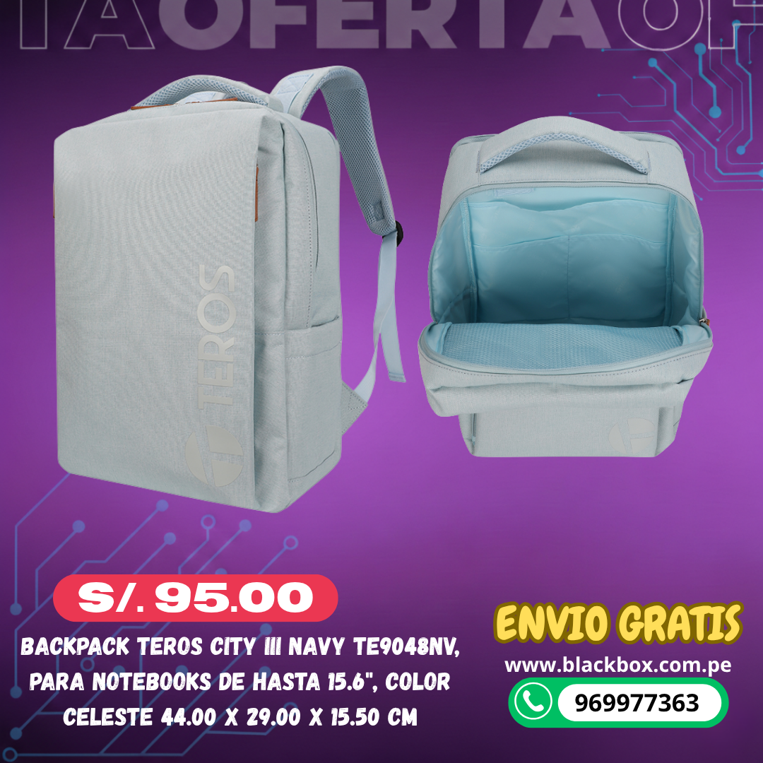 Backpack Teros City III TE-9045GR, para Notebooks de hasta 15.6"