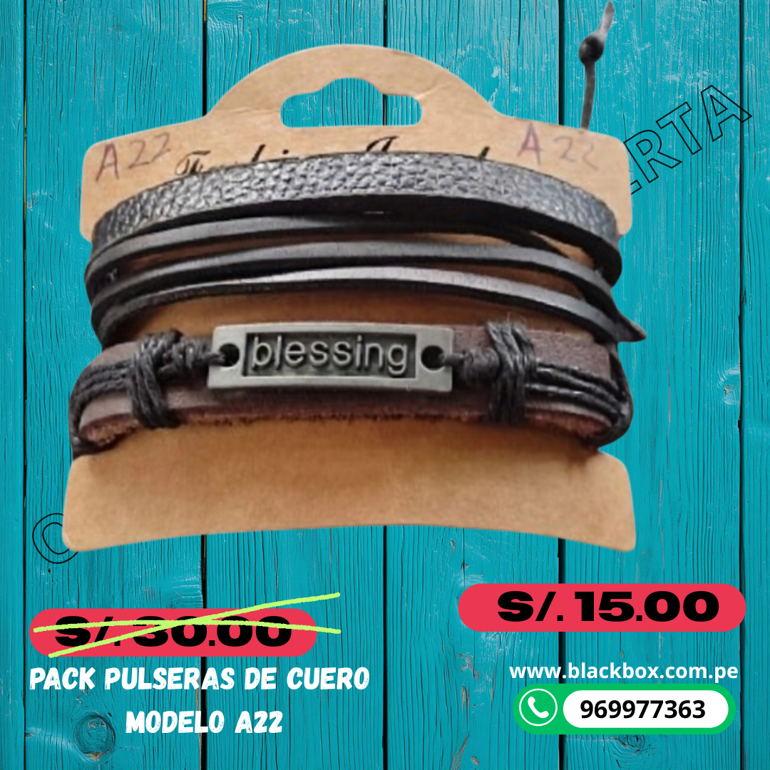 PACK DE PULSERAS DE CUERO A22