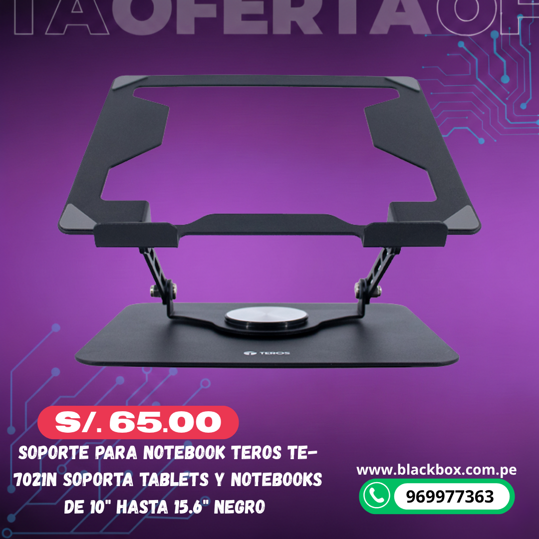 Soporte para notebook TEROS TE-7021N soporta tablets y notebooks de 10" hasta 15.6" negro