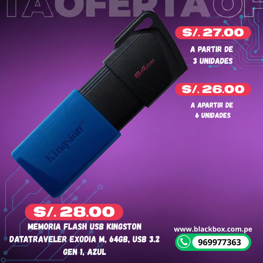 Memoria Flash USB Kingston DataTraveler Exodia M, USB 3.2 Gen 1, TAMAÑOS VARIOS