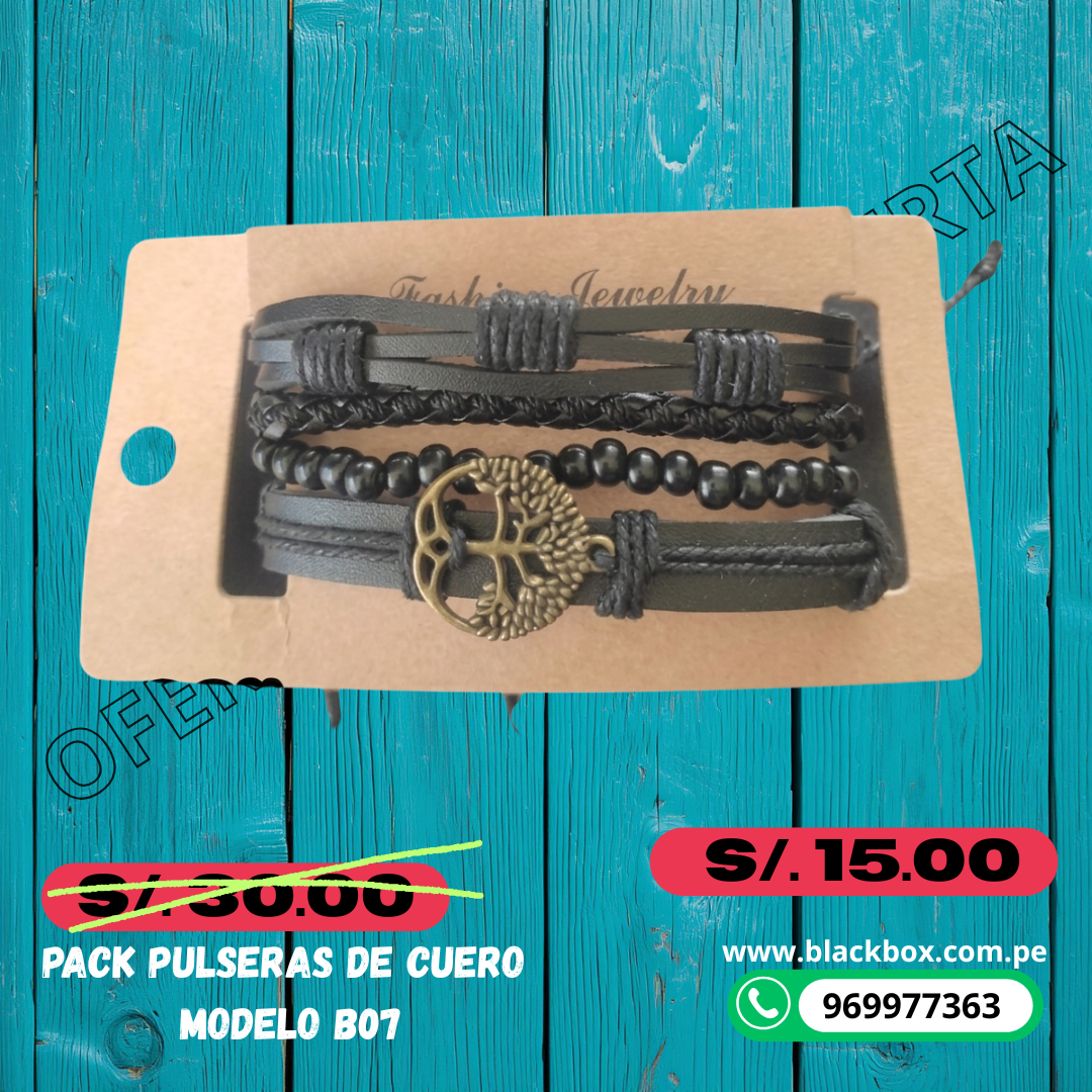 PACK DE PULSERAS DE CUERO B07