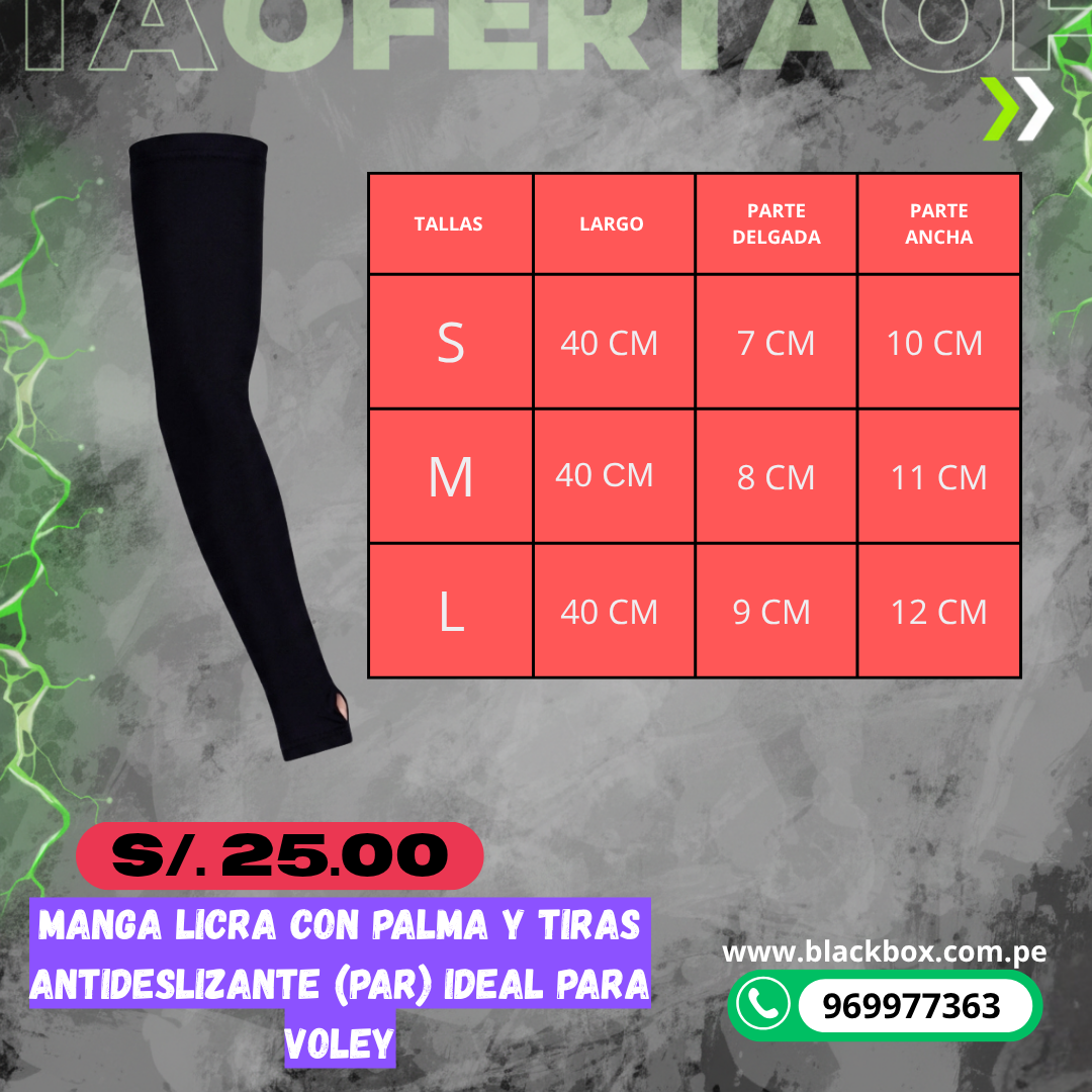 Manga deportiva larga con palma (par) y tira antideslizante