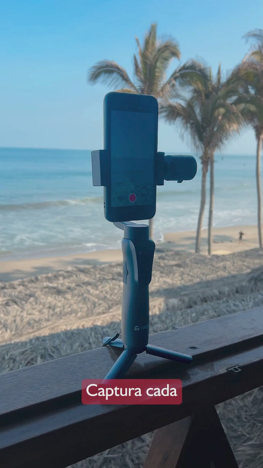 Estabilizador Gimbal de 3 ejes 360º con rastreador IA, TEROS TE-7056N para telefonos